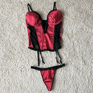 Cotteli Collection | NWOT Red and Black Bustier Lingerie Set